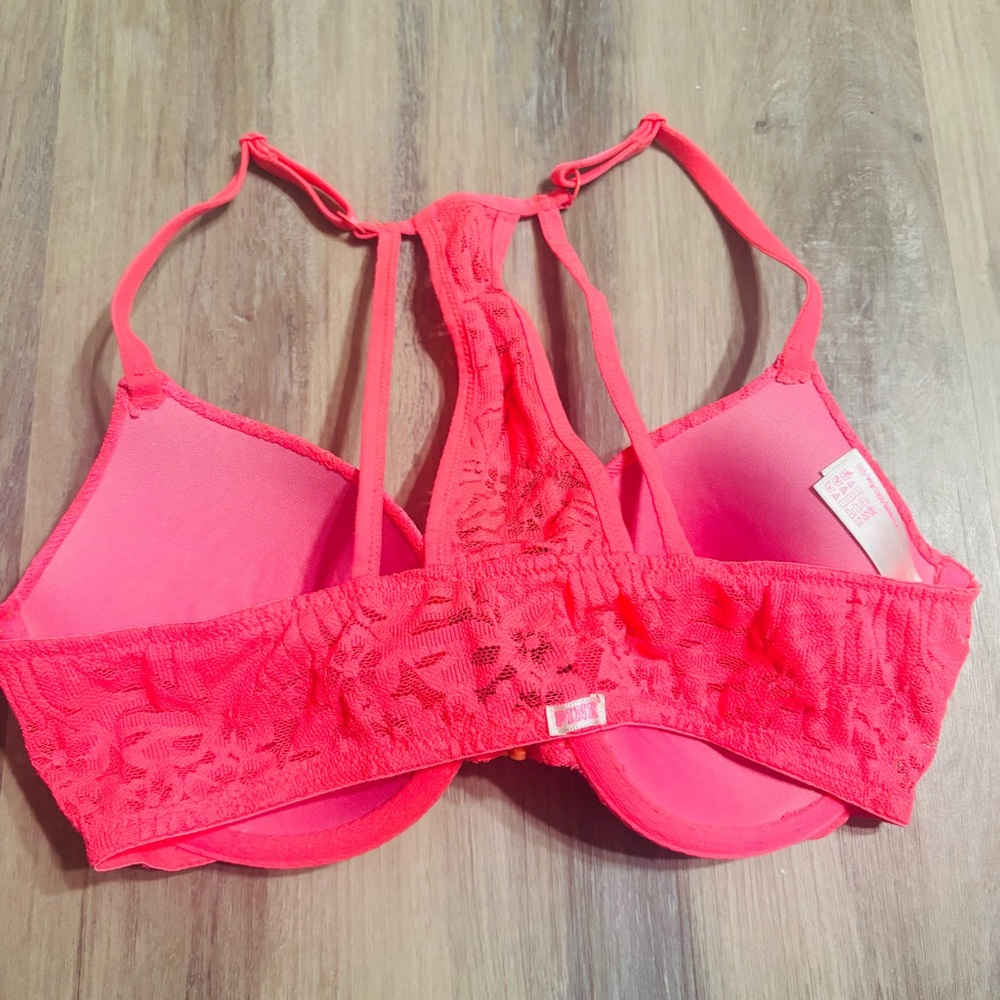 PINK Victoria's Secret Coral Lace Bra - Picture 2 of 4